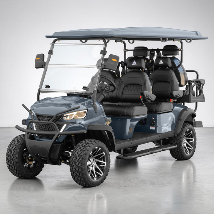 Black Grey 6 Seater Golf Cart With Black Seats - 206ah Extended Range Golf Cart LSV