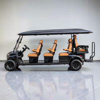 Jet Black 8 Seater Golf Cart With Saddle Seats - 206ah Extended Range Golf Cart LSV