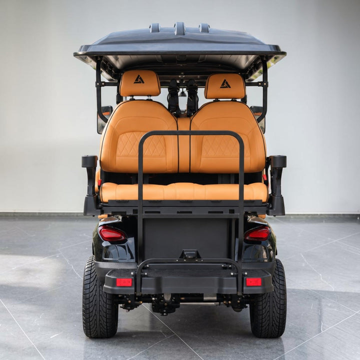 Jet Black 8 Seater Golf Cart With Saddle Seats - 206ah Extended Range Golf Cart LSV