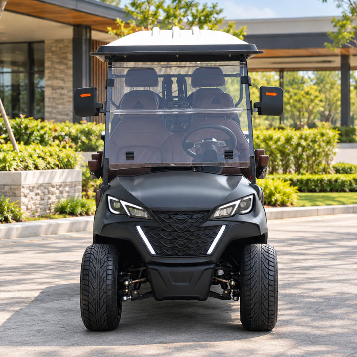 Black Grey 8 Seater Golf Cart With Dark Brown Seats - 206ah Extended Range Golf Cart LSV