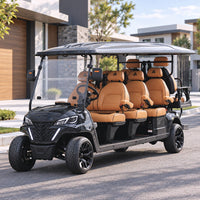 Jet Black 8 Seater Golf Cart With Saddle Seats - 206ah Extended Range Golf Cart LSV
