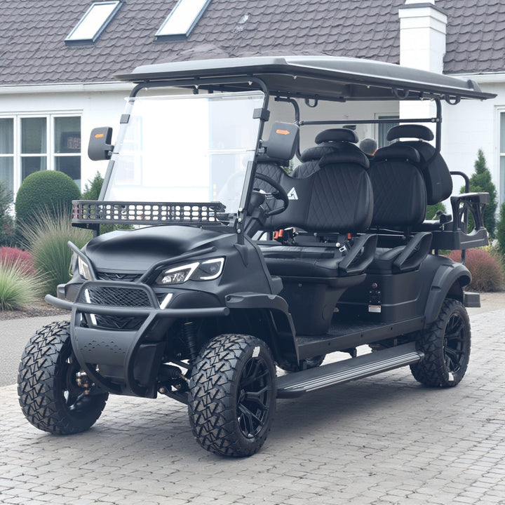 Matte Black Extended Range 206ah 6 Seater Golf Cart with LED Lights