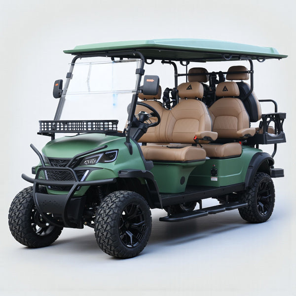 Matte Receda Green 6 Seater With Copper Seats - 206ah Extended Range Golf Cart
