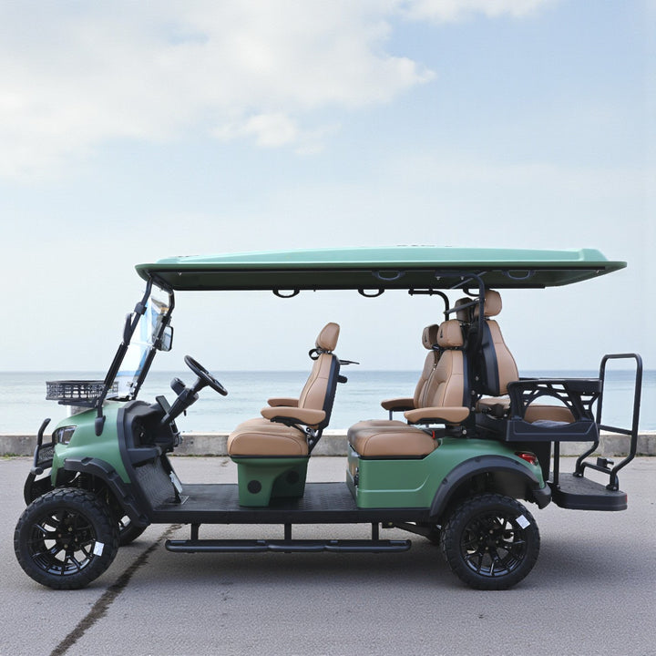 Matte Receda Green 6 Seater With Copper Seats - 206ah Extended Range Golf Cart