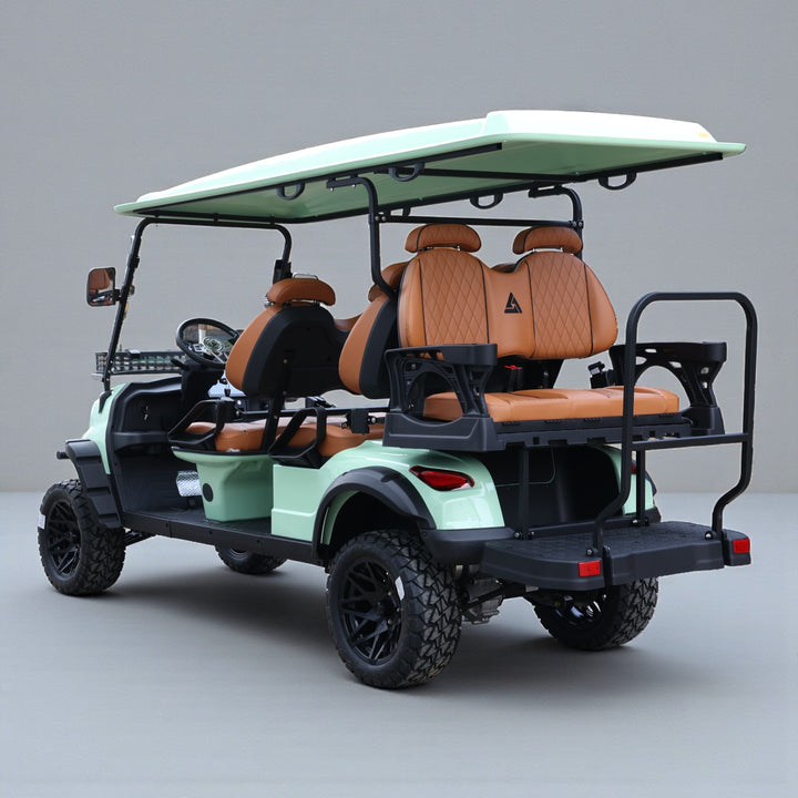 Pastel Green 6 Seater With Savannah Seats - 48v Lifted Golf Cart