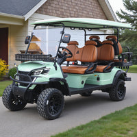 Pastel Green 6 Seater With Savannah Seats - 48v Lifted Golf Cart