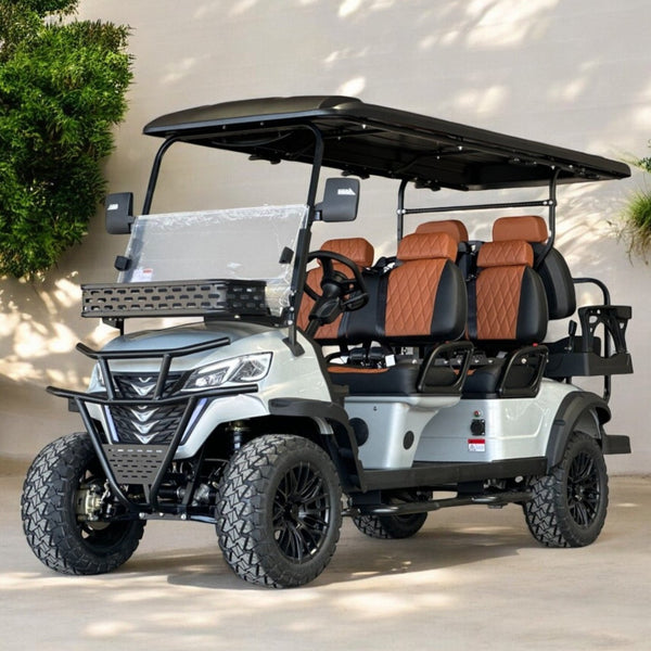 Space Gray 6 Seater Golf Cart - Two Tone Seats - 72v Lithium