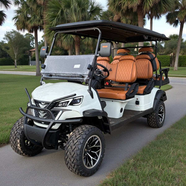 White 6 Seater 206ah Extended Range Golf Cart