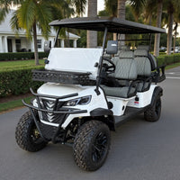 White 6 Seater 72v Lithium Golf Cart with Gray Seats